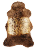 British multicolour sheepskin rug of about 120 × 70 cm, seen from above: the exact sheepskin you receive