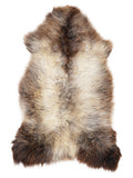 British multicolour sheepskin rug of about 120 × 65 cm, seen from above: the exact sheepskin you receive