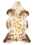British multicolour sheepskin rug of about 120 × 60 cm, seen from above: the exact sheepskin you receive