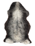 British multicolour sheepskin rug of about 145 × 80 cm, seen from above: the exact sheepskin you receive