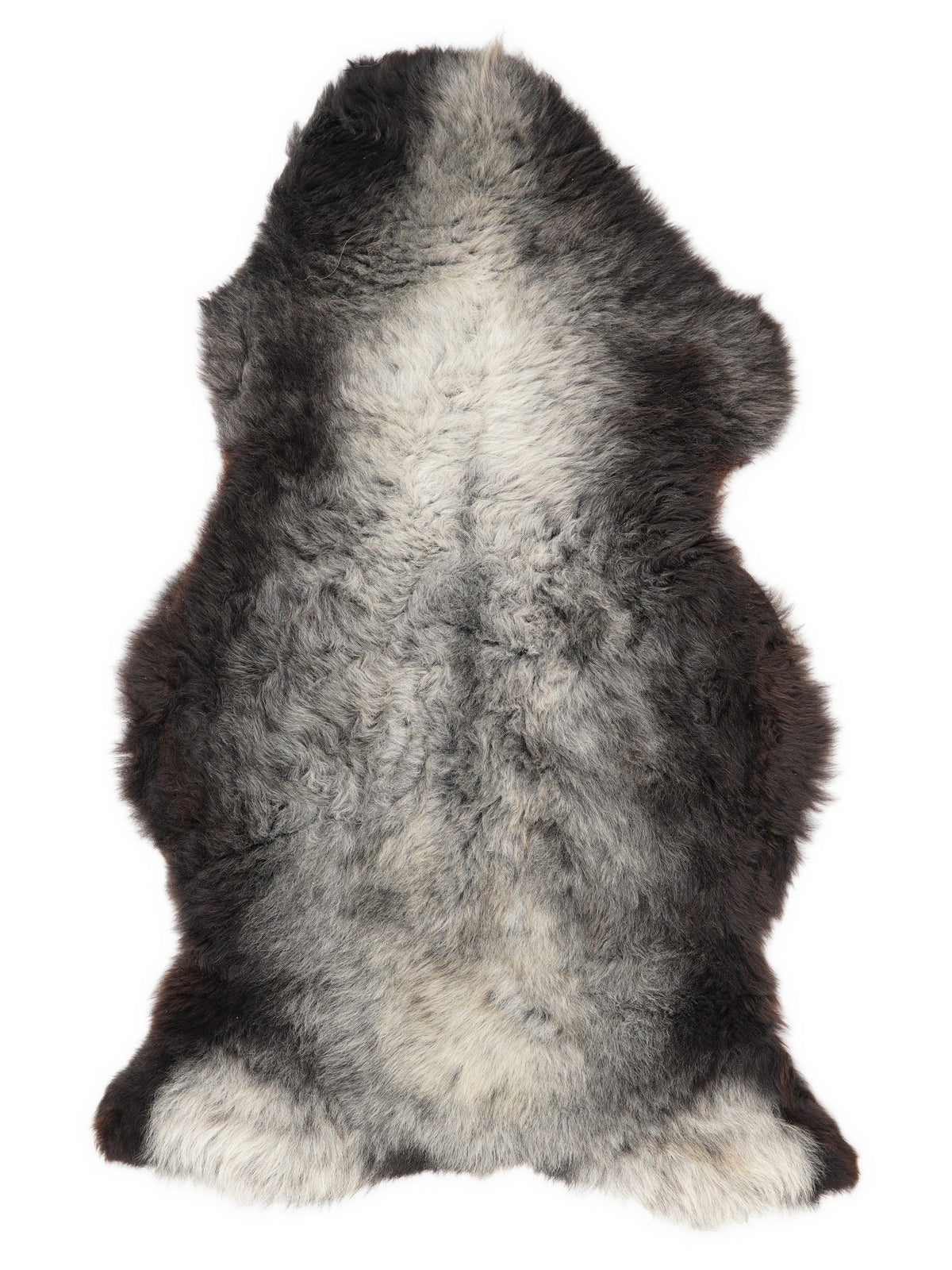 British multicolour sheepskin rug of about 145 × 80 cm, seen from above: the exact sheepskin you receive