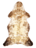 British multicolour sheepskin rug of about 130 × 60 cm, seen from above: the exact sheepskin you receive