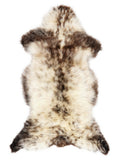 British multicolour sheepskin rug of about 120 × 60 cm, seen from above: the exact sheepskin you receive
