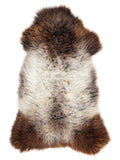 British multicolour sheepskin rug of about 120 × 65 cm, seen from above: the exact sheepskin you receive