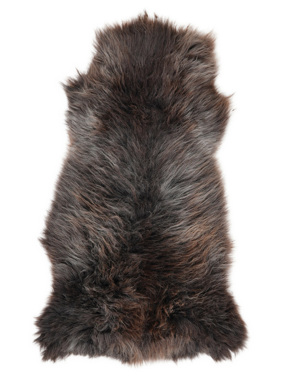 British multicolour sheepskin rug of about 120 × 65 cm, seen from above: the exact sheepskin you receive