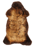 British multicolour sheepskin rug of about 120 × 60 cm, seen from above: the exact sheepskin you receive