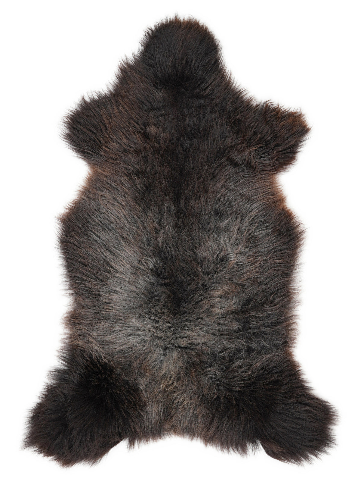 British multicolour sheepskin rug of about 125 × 60 cm, seen from above: the exact sheepskin you receive