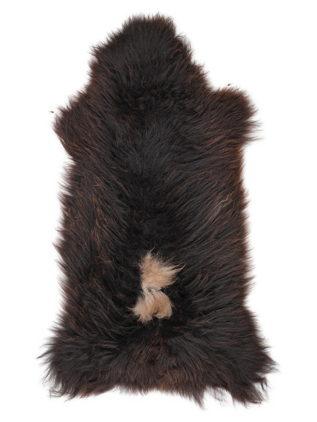 British multicolour sheepskin rug of about 135 × 60 cm, seen from above: the exact sheepskin you receive