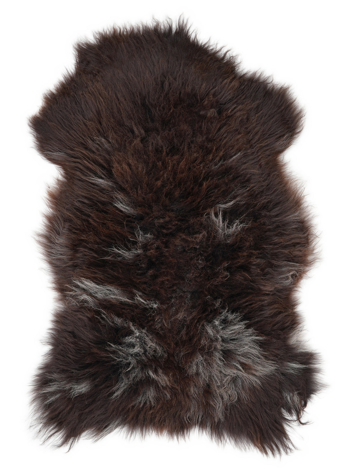 British multicolour sheepskin rug of about 130 × 75 cm, seen from above: the exact sheepskin you receive