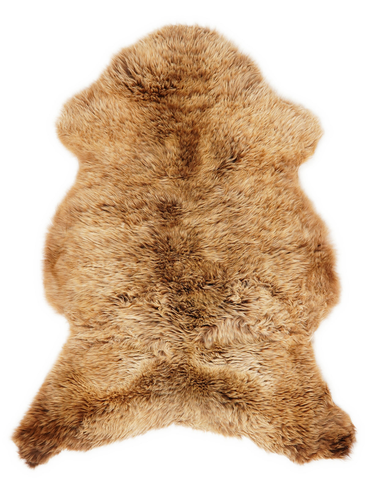 British multicolour sheepskin rug of about 100 × 65 cm, seen from above: the exact sheepskin you receive
