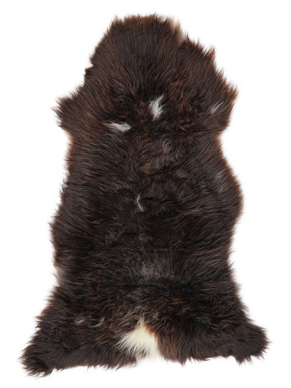British multicolour sheepskin rug of about 120 × 60 cm, seen from above: the exact sheepskin you receive