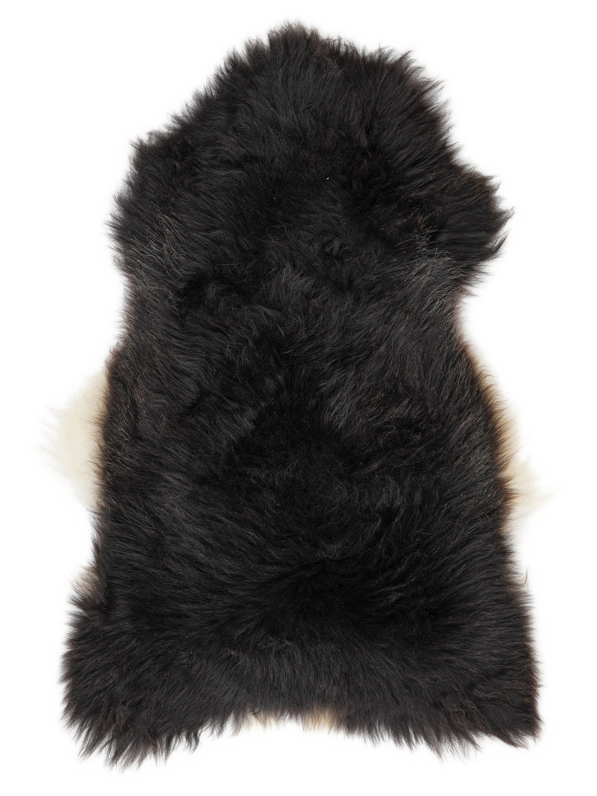 British multicolour sheepskin rug of about 120 × 70 cm, seen from above: the exact sheepskin you receive