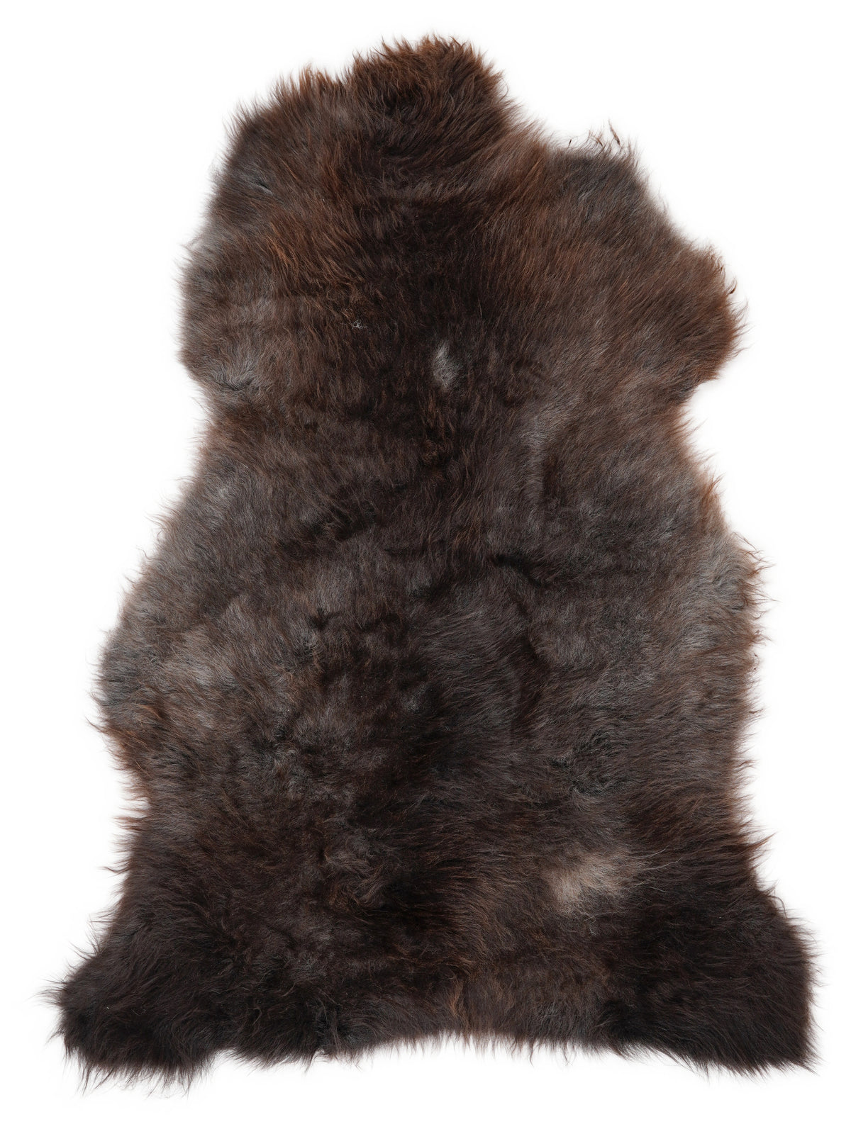 British multicolour sheepskin rug of about 120 × 70 cm, seen from above: the exact sheepskin you receive