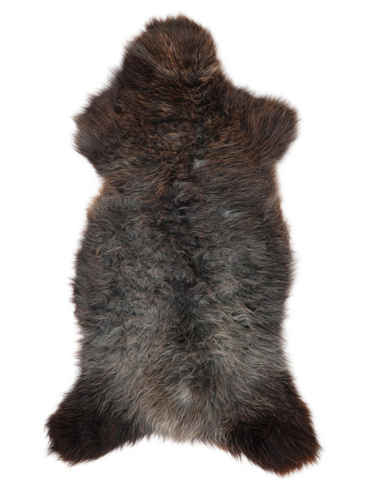 British multicolour sheepskin rug of about 150 × 70 cm, seen from above: the exact sheepskin you receive