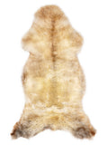 British multicolour sheepskin rug of about 130 × 55 cm, seen from above: the exact sheepskin you receive