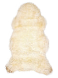 British multicolour sheepskin rug of about 130 × 65 cm, seen from above: the exact sheepskin you receive