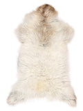 British multicolour sheepskin rug of about 120 × 60 cm, seen from above: the exact sheepskin you receive