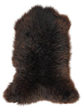 Brown sheepskin rug of about 120 × 65 cm, seen from above: the exact sheepskin you receive