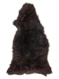 Brown sheepskin rug of about 150 × 70 cm, seen from above: the exact sheepskin you receive