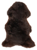 Brown sheepskin rug of about 120 × 65 cm, seen from above: the exact sheepskin you receive