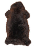 Brown sheepskin rug of about 120 × 60 cm, seen from above: the exact sheepskin you receive