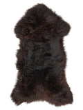 Brown sheepskin rug of about 130 × 60 cm, seen from above: the exact sheepskin you receive