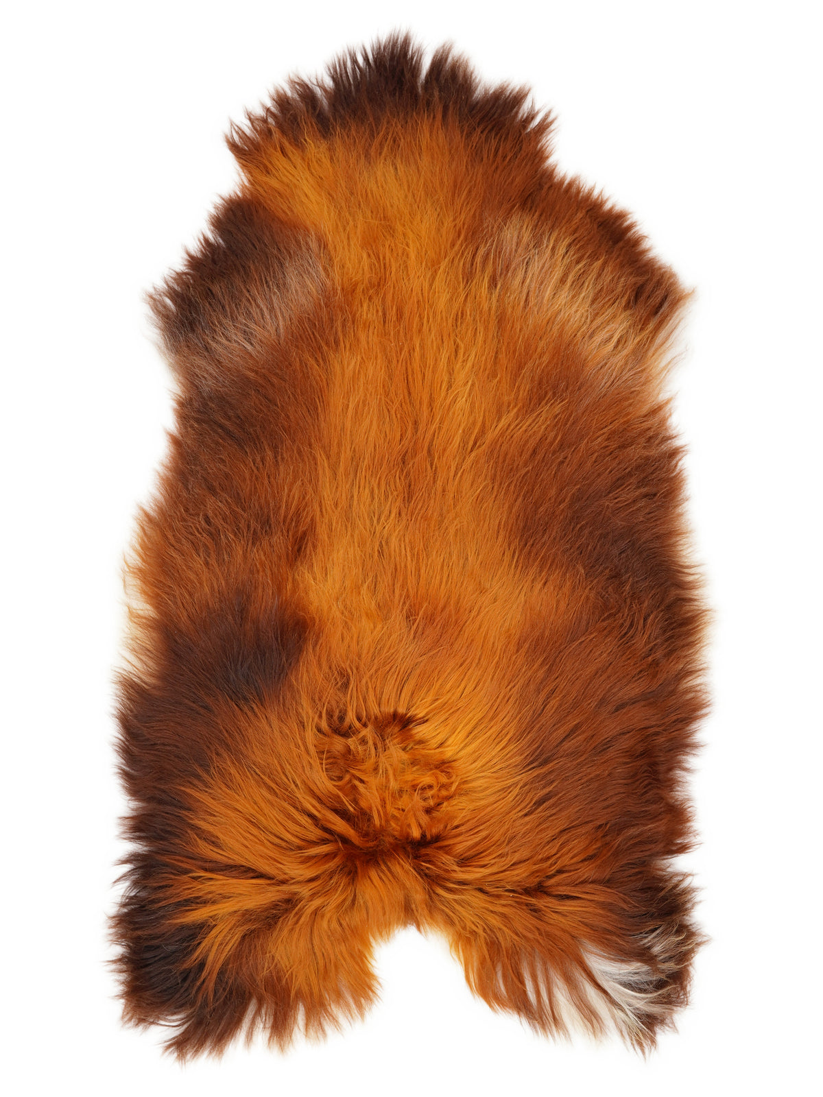 Icelandic Rusty sheepskin rug of about 130 × 75 cm, seen from above: the exact sheepskin you receive