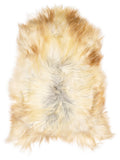 Icelandic multicolour sheepskin rug of about 125 × 80 cm, seen from above: the exact sheepskin you receive