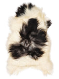 Icelandic multicolour sheepskin rug of about 120 × 70 cm, seen from above: the exact sheepskin you receive