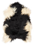 Icelandic multicolour sheepskin rug of about 120 × 80 cm, seen from above: the exact sheepskin you receive