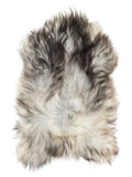 Grey Icelandic sheepskin rug of about 120 × 80 cm, seen from above: the exact sheepskin you receive