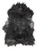Grey Icelandic sheepskin rug of about 120 × 80 cm, seen from above: the exact sheepskin you receive