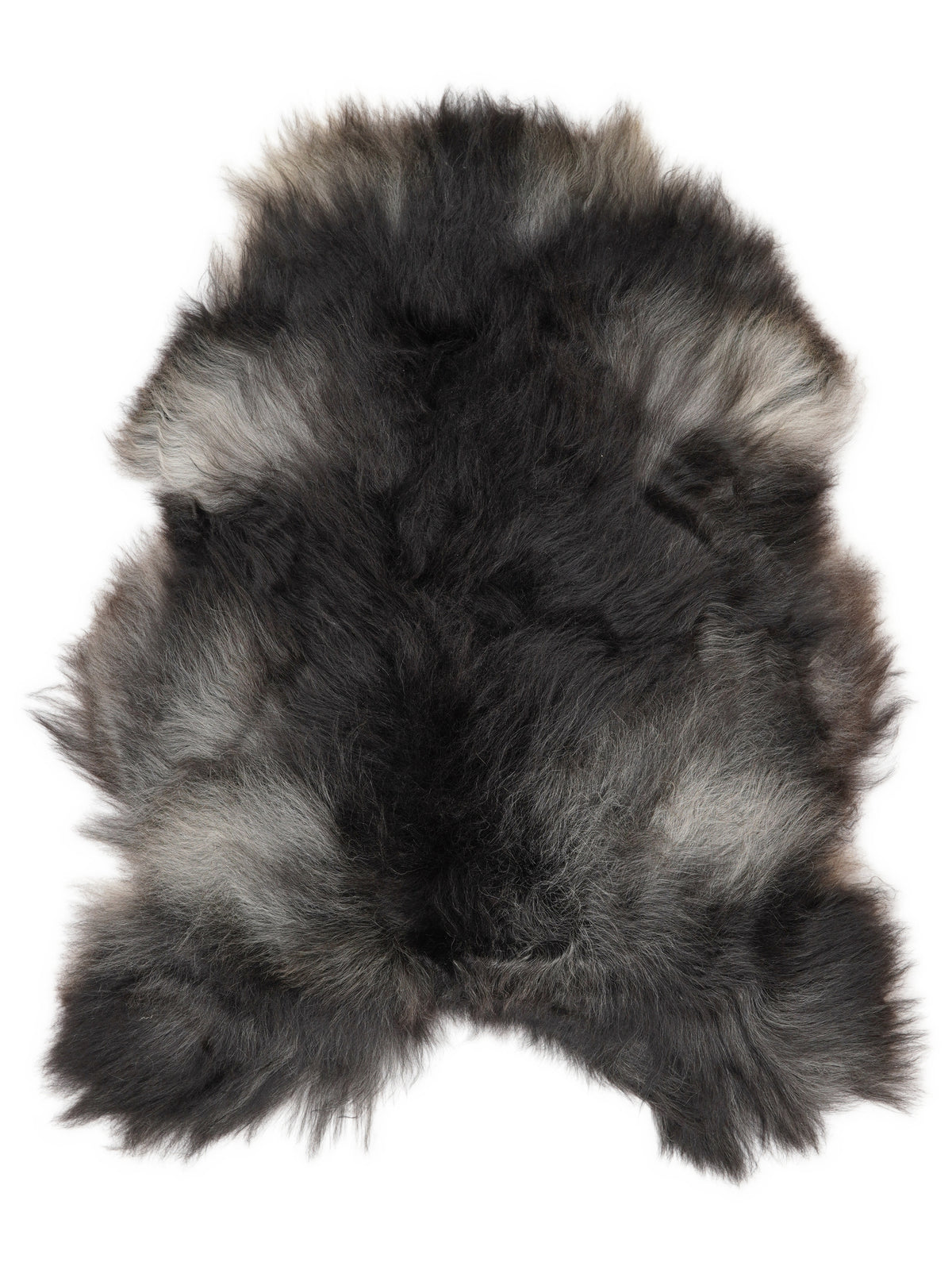 Grey Icelandic sheepskin rug of about 120 × 90 cm, seen from above: the exact sheepskin you receive