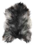 Grey Icelandic sheepskin rug of about 110 × 70 cm, seen from above: the exact sheepskin you receive