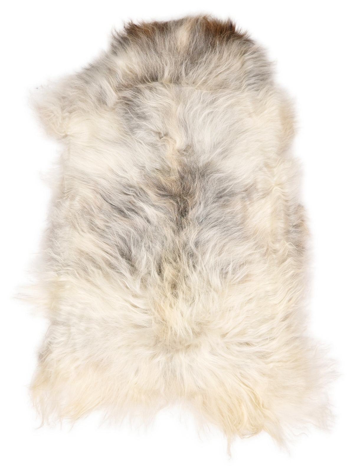 Grey Icelandic sheepskin rug of about 120 × 70 cm, seen from above: the exact sheepskin you receive