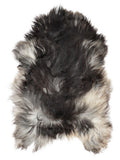 Grey Icelandic sheepskin rug of about 130 × 80 cm, seen from above: the exact sheepskin you receive