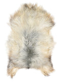 Grey Icelandic sheepskin rug of about 120 × 80 cm, seen from above: the exact sheepskin you receive