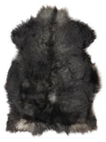 Grey Icelandic sheepskin rug of about 115 × 80 cm, seen from above: the exact sheepskin you receive