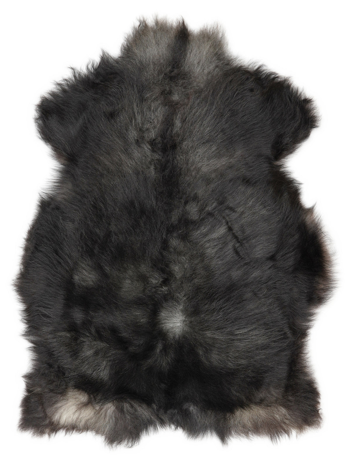 Grey Icelandic sheepskin rug of about 115 × 80 cm, seen from above: the exact sheepskin you receive