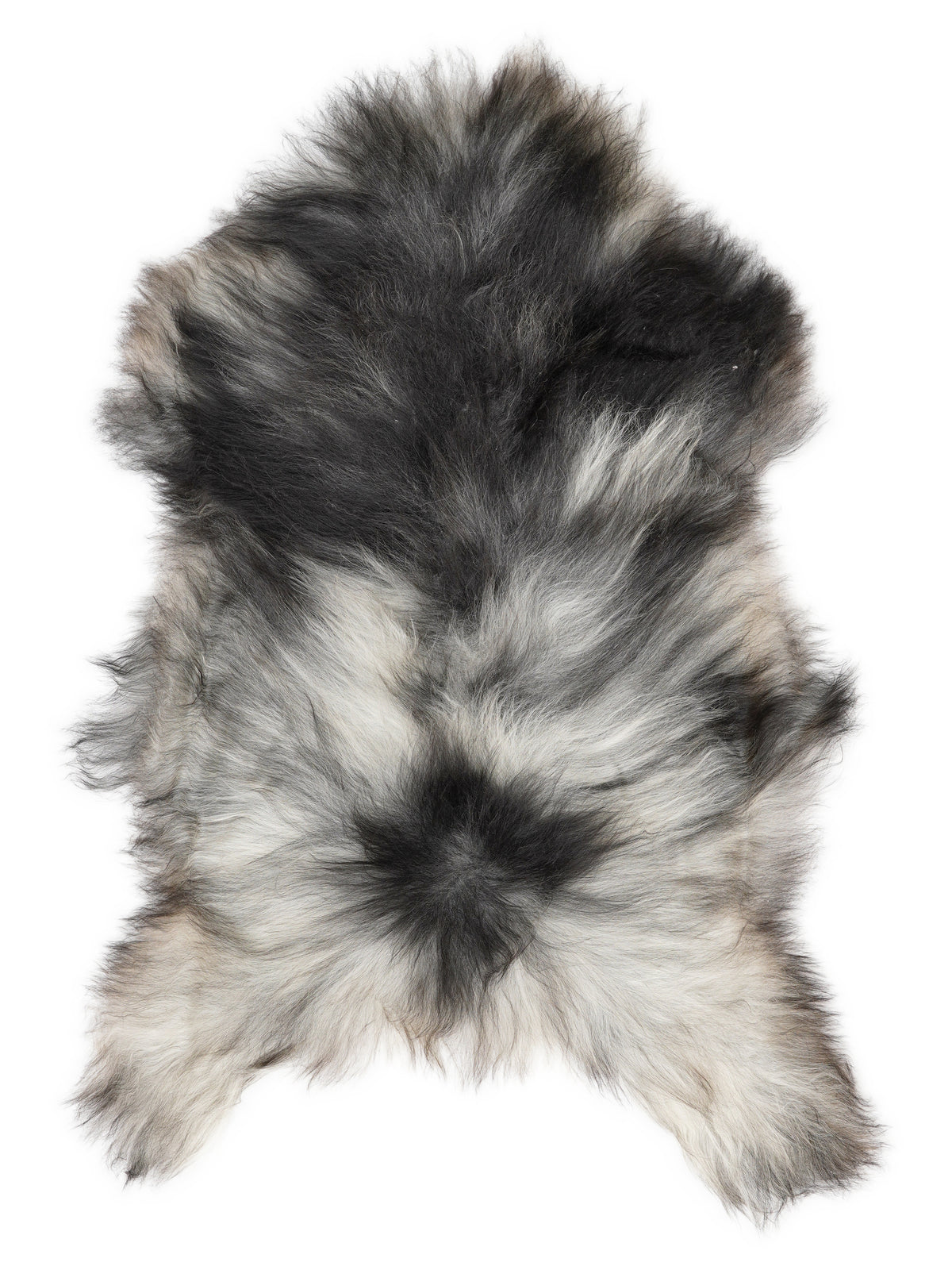 Grey Icelandic sheepskin rug of about 130 × 75 cm, seen from above: the exact sheepskin you receive