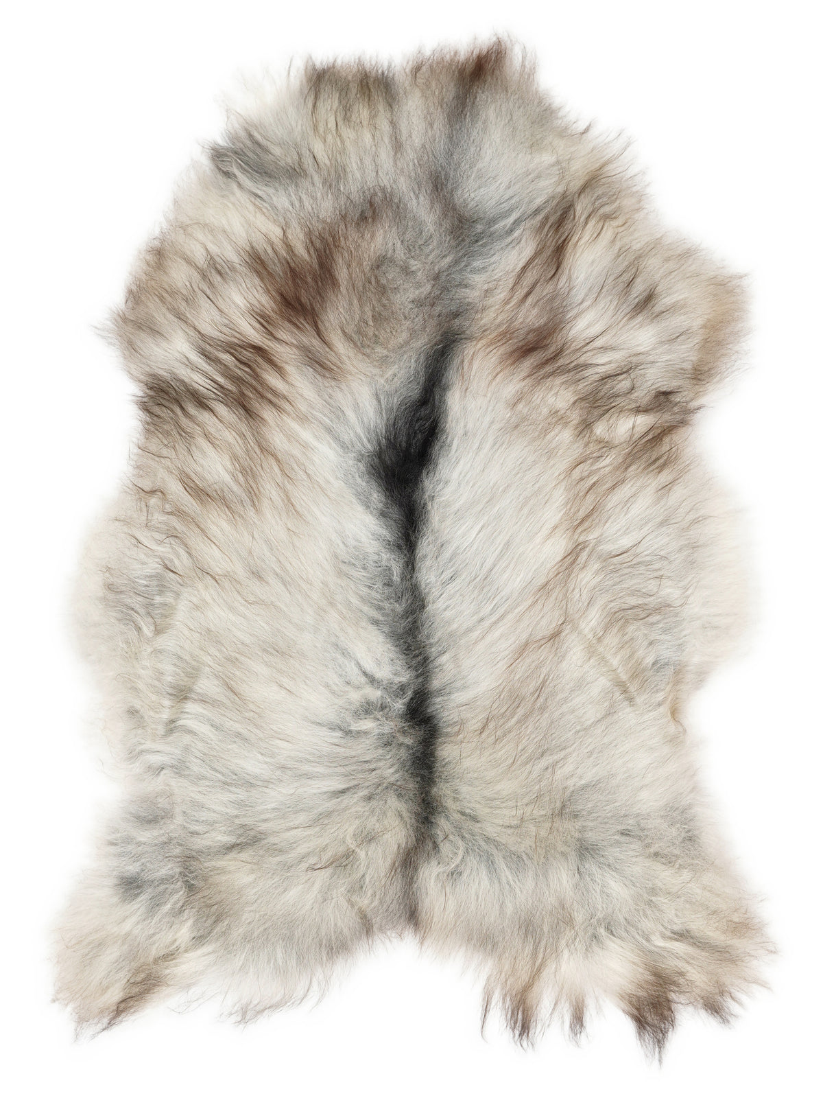 Grey Icelandic sheepskin rug of about 120 × 75 cm, seen from above: the exact sheepskin you receive