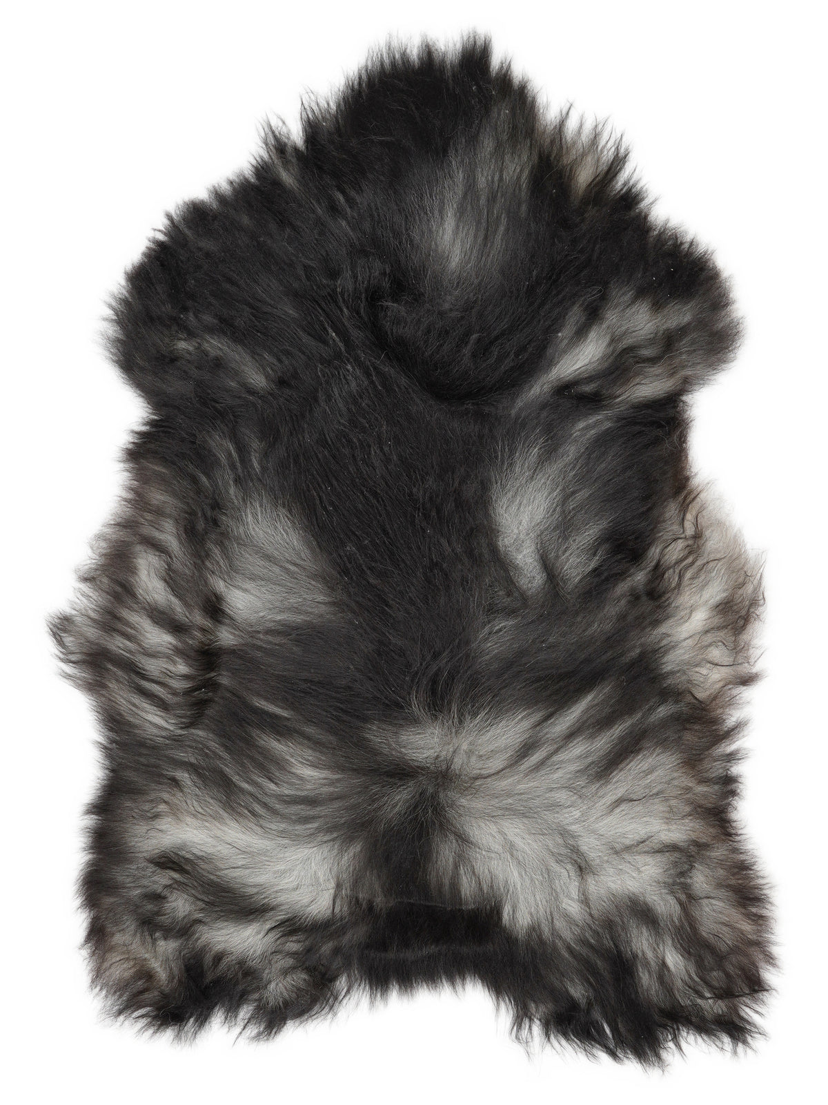 Grey Icelandic sheepskin rug of about 120 × 80 cm, seen from above: the exact sheepskin you receive