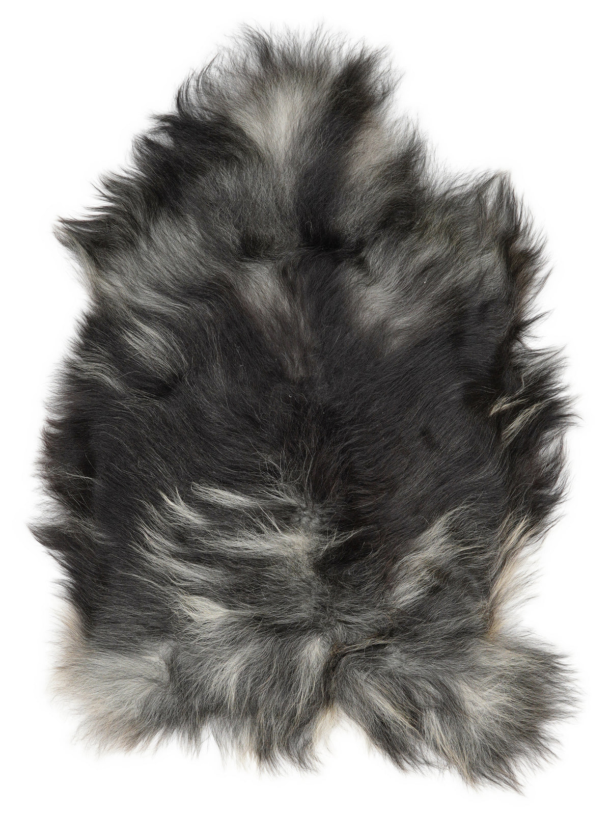 Grey Icelandic sheepskin rug of about 110 × 70 cm, seen from above: the exact sheepskin you receive