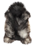Grey Icelandic sheepskin rug of about 130 × 75 cm, seen from above: the exact sheepskin you receive