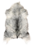 Grey Icelandic sheepskin rug of about 120 × 65 cm, seen from above: the exact sheepskin you receive