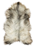 Grey Icelandic sheepskin rug of about 125 × 70 cm, seen from above: the exact sheepskin you receive