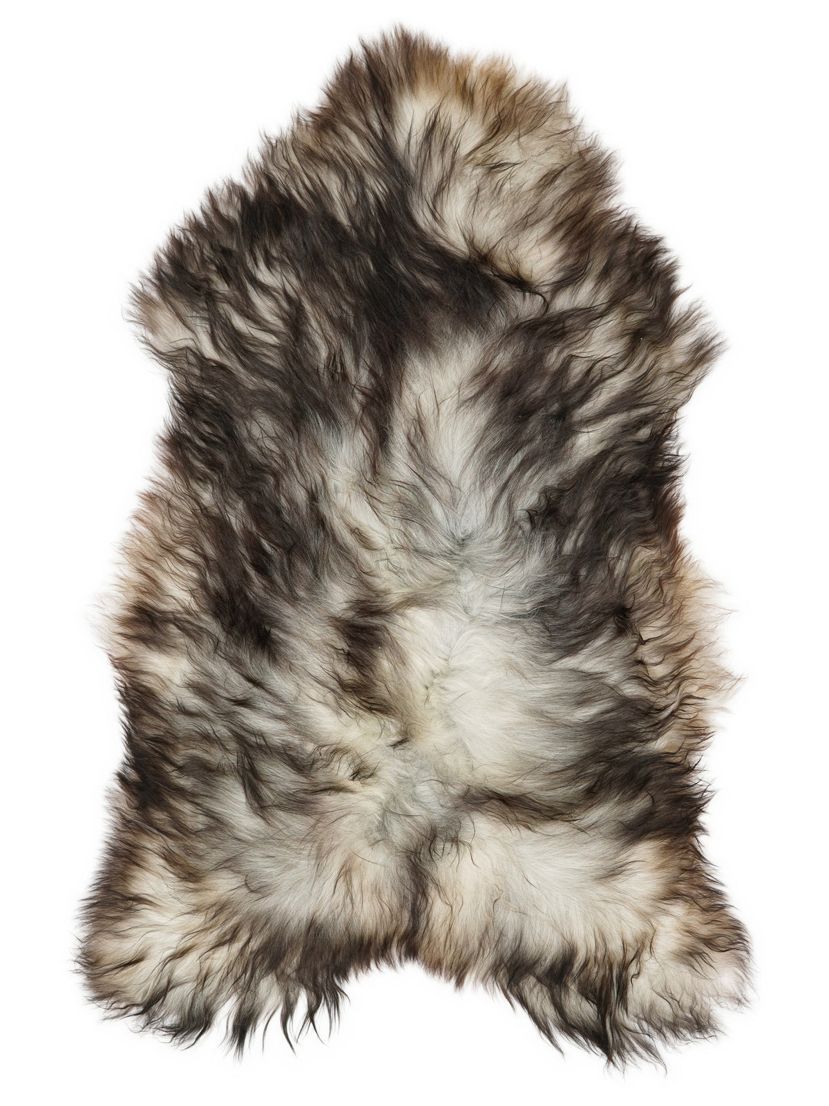 Grey Icelandic sheepskin rug of about 120 × 70 cm, seen from above: the exact sheepskin you receive