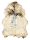 Grey Icelandic sheepskin rug of about 120 × 80 cm, seen from above: the exact sheepskin you receive