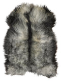 Grey Icelandic sheepskin rug of about 115 × 80 cm, seen from above: the exact sheepskin you receive
