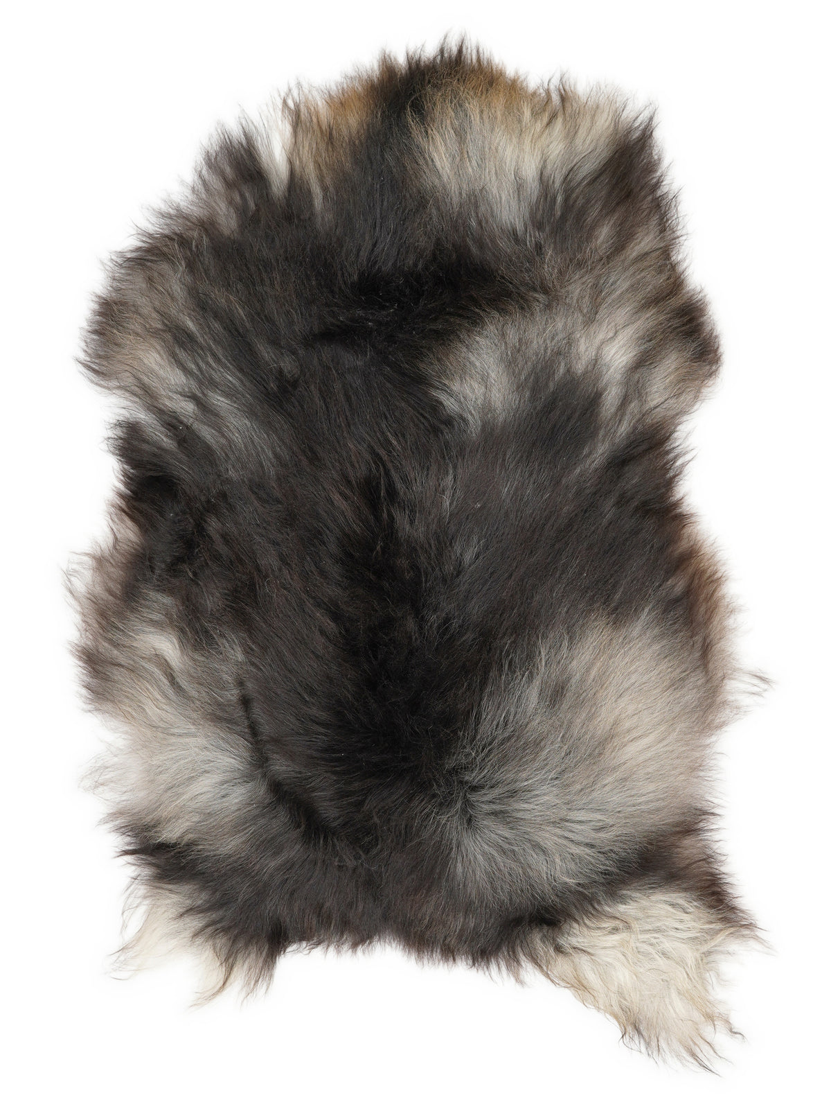 Grey Icelandic sheepskin rug of about 110 × 70 cm, seen from above: the exact sheepskin you receive
